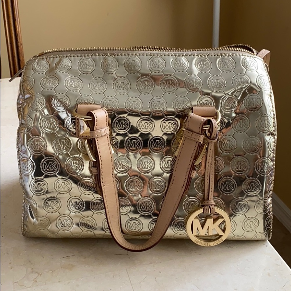 Michael Kors Metallic Gold Mirror Greyson Satchel